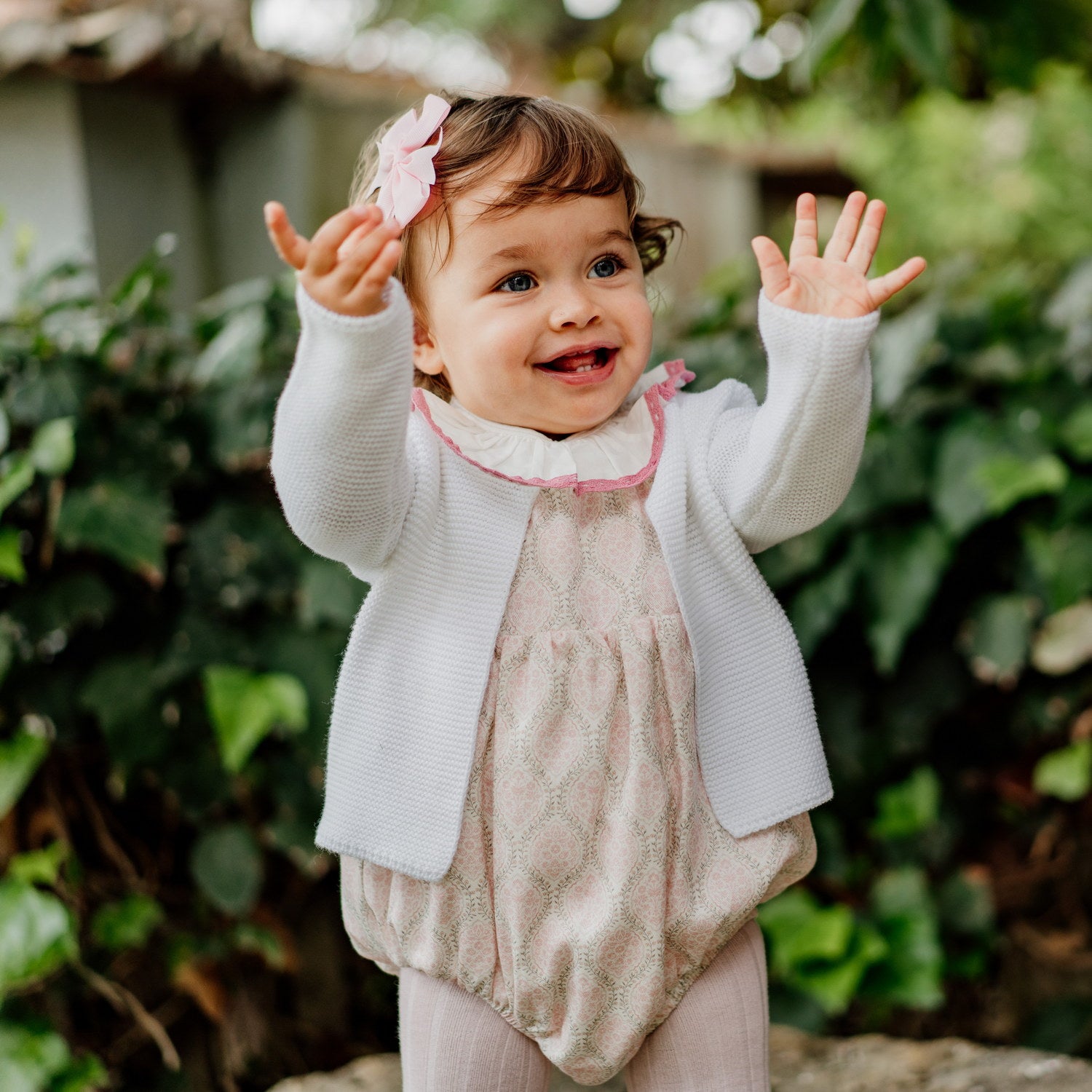 Baby Light Pink Floral Classic Romper