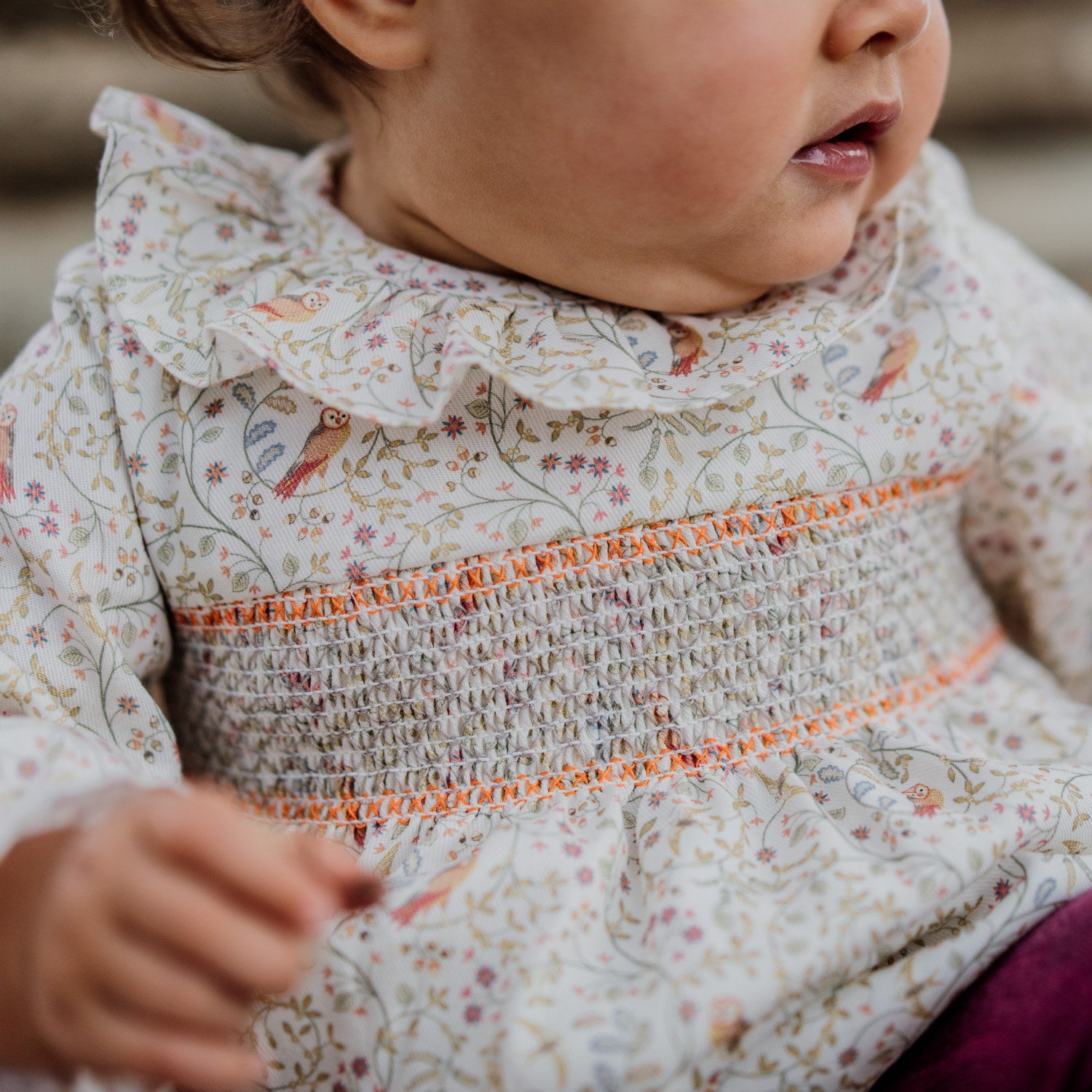 Baby Green Owls Hand Smocked Romper