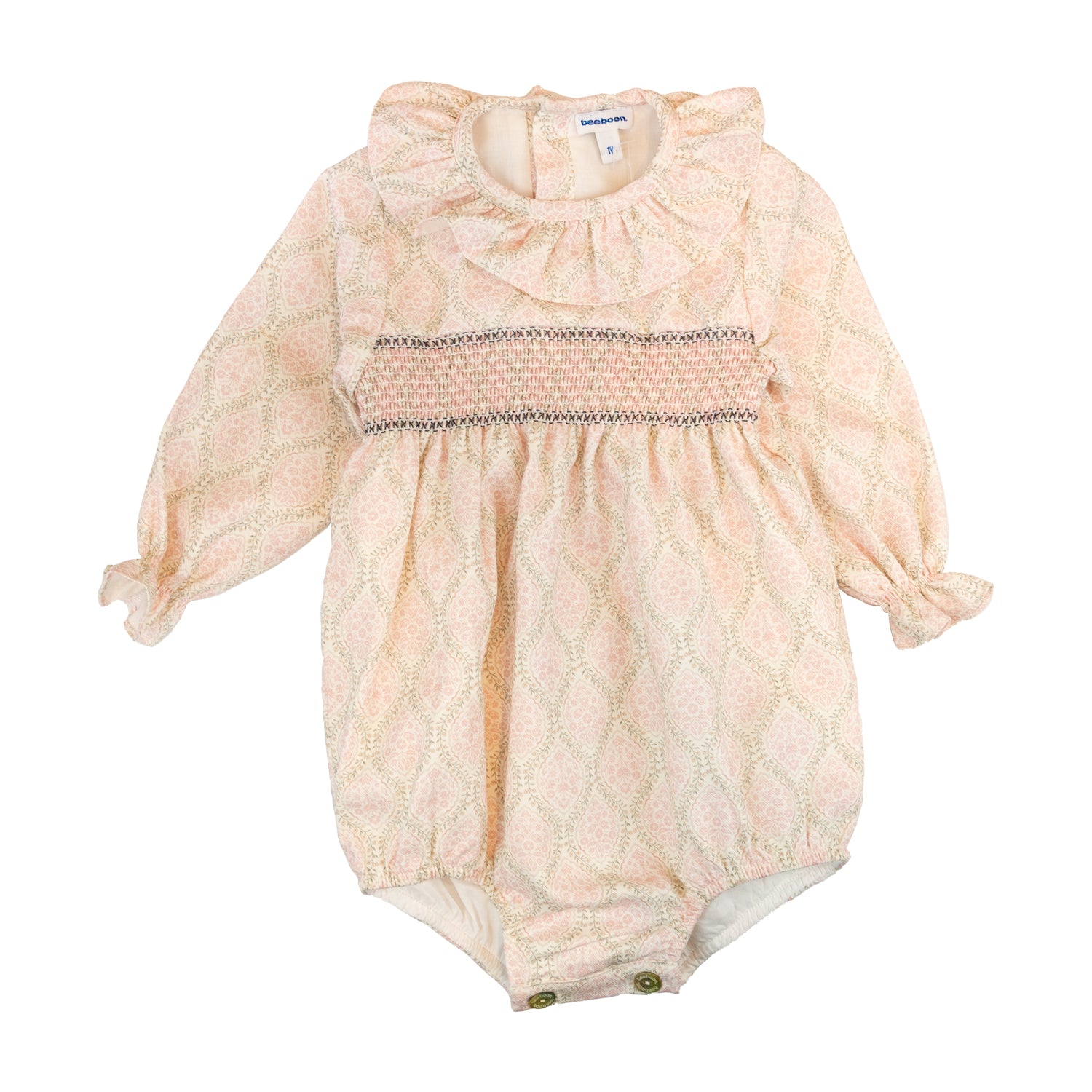 Baby Light Pink Floral Hand Smocked Romper