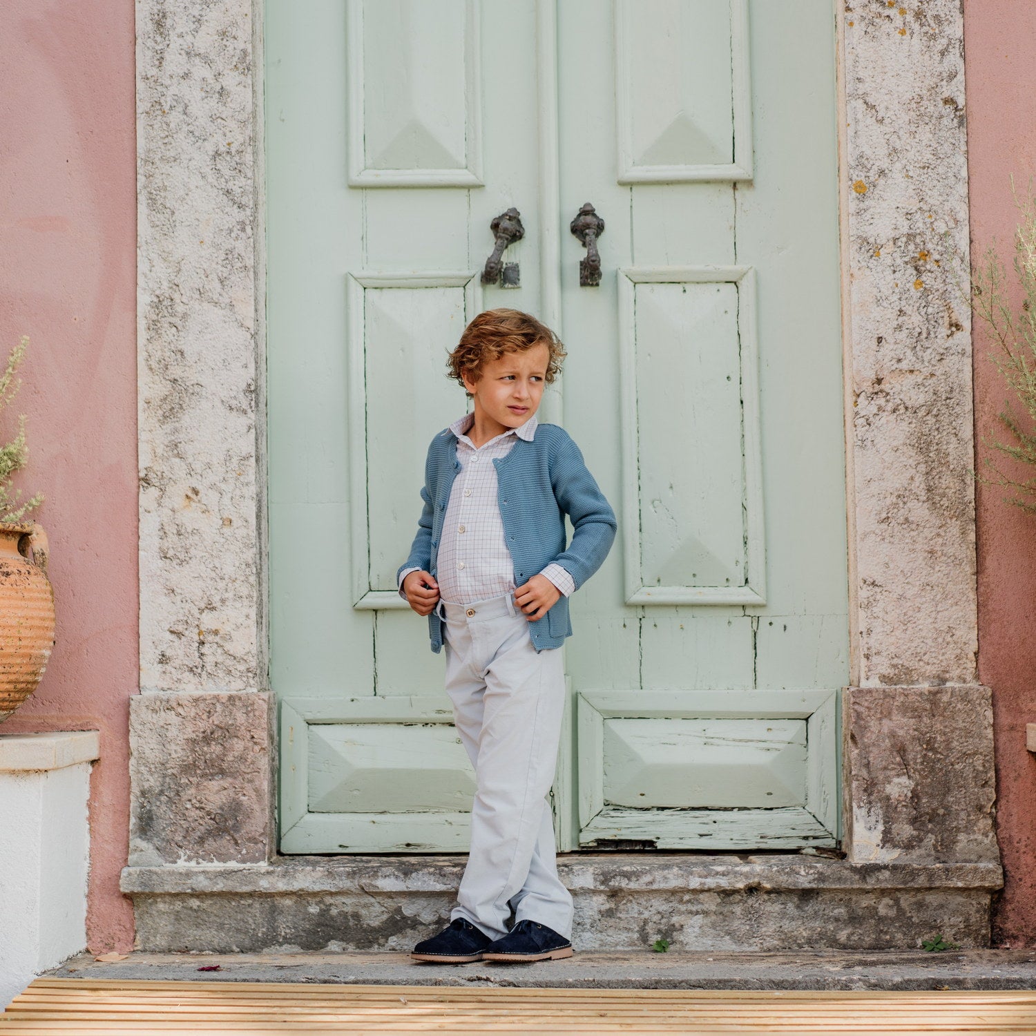 Boy Light Blue Corduroy Classic Trousers