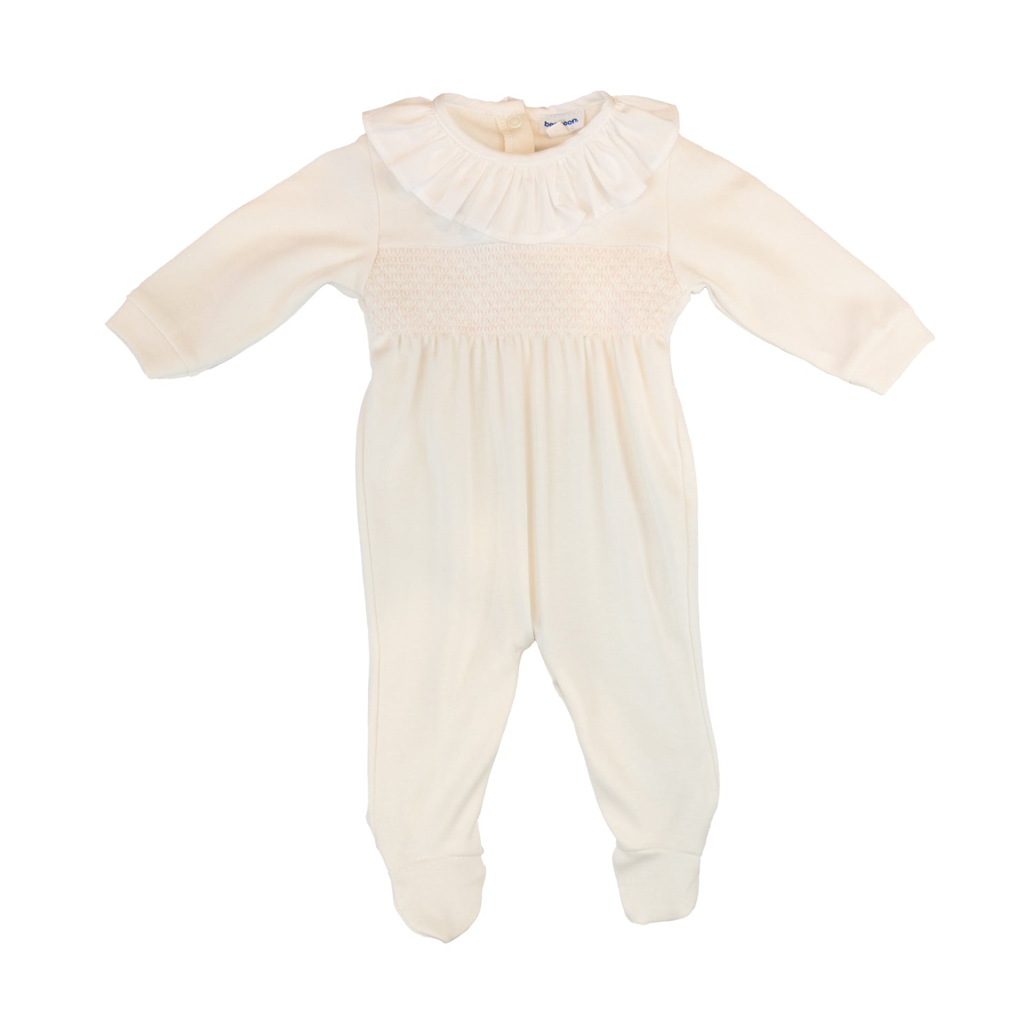 Baby Pink Hand Smocked White All-in-one