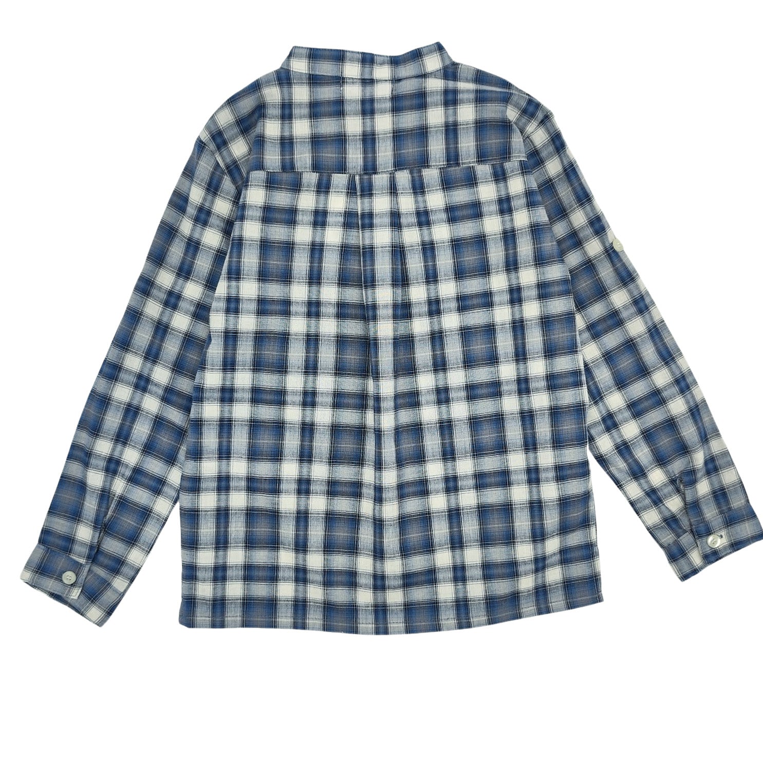 Boy Blue Tartan Mandarin Collar Shirt