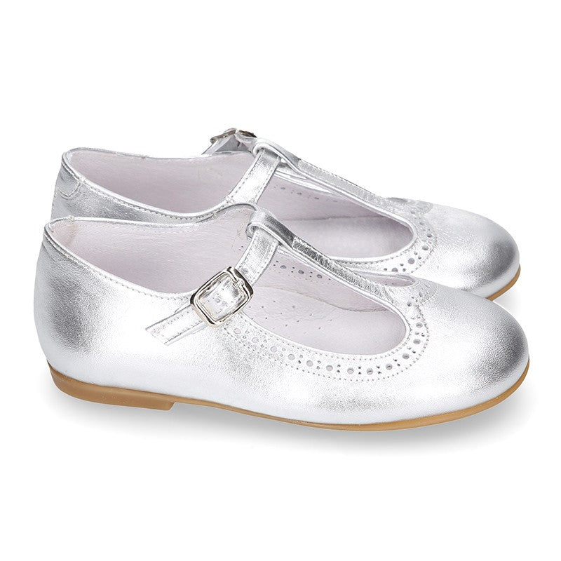 Silver t bar on sale shoes