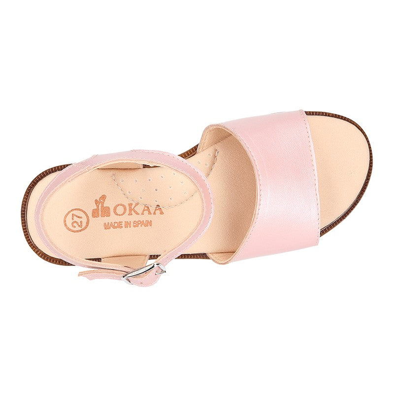Girl Pink Nappa Leather Sandals